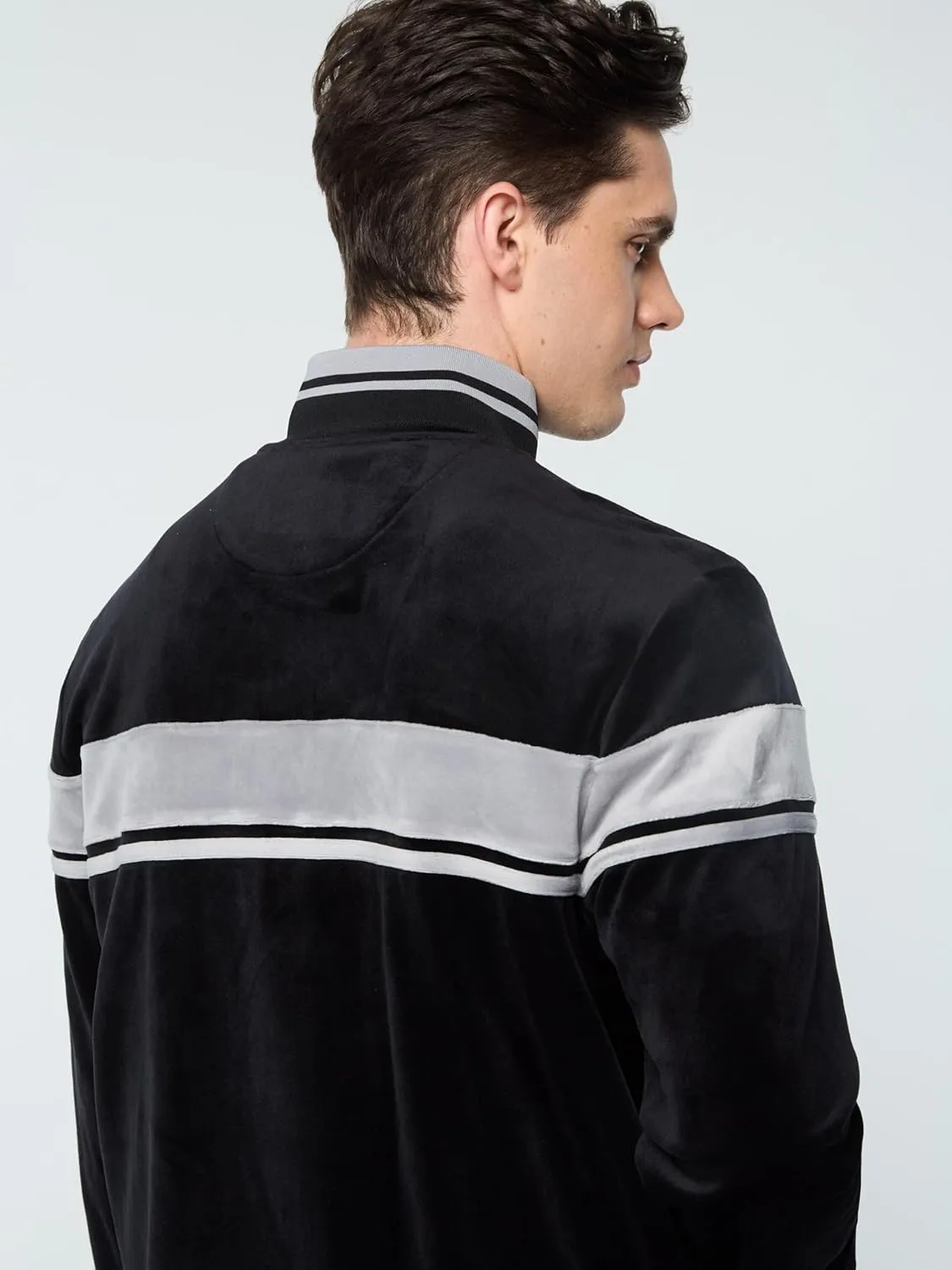 Sergio Tacchini Damarindo Velour Track Jacket- Black Beauty