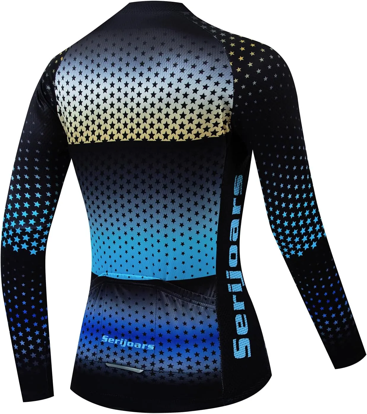 Serijoars Women's Long Sleeve Cycling Jersey MTB Shirts Quick Dry Bike Tops with Reflective Strip
