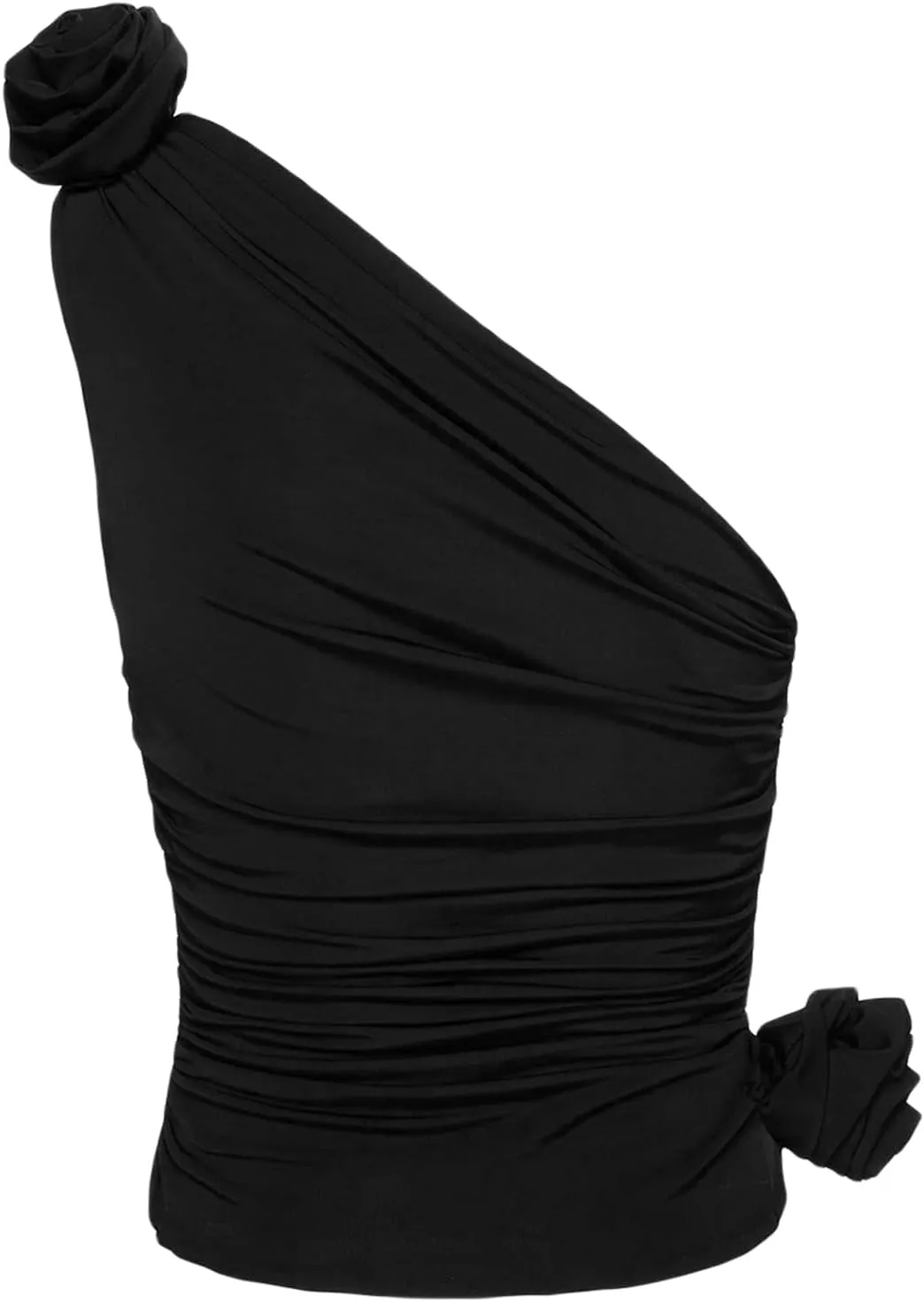 Sexy 3D Floral Tank Top for Women Y2k Ruffle Backless Ruched Camisole Top Sleeveless Halter Crop Vest Top Streetwear