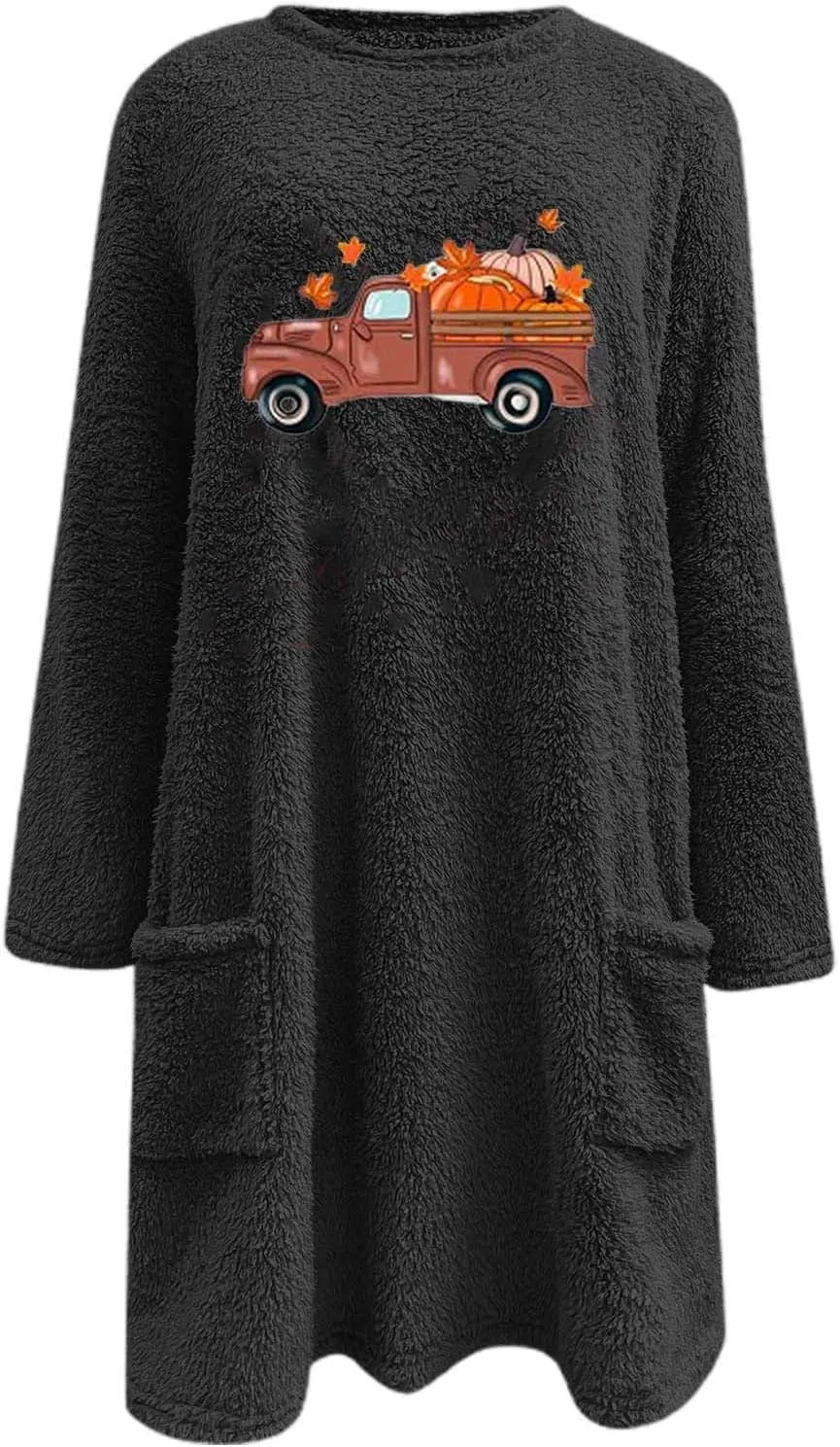SHAOBGE Hoodies for Women Fleece Linend Warm Sweatshirt Hoodies Long Sleeve Tunic Pullover with Pockets Warm Winter Hoodies
