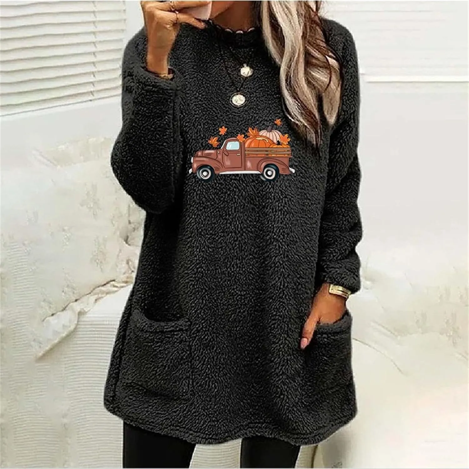 SHAOBGE Hoodies for Women Fleece Linend Warm Sweatshirt Hoodies Long Sleeve Tunic Pullover with Pockets Warm Winter Hoodies