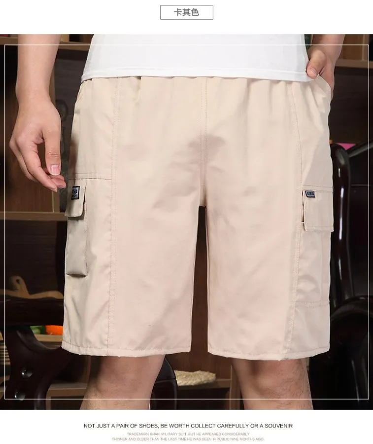 Shorts Men Elderly knee length Pocket Korean Trendy Cargo Pants Straight Loose Quick Dry Shorts