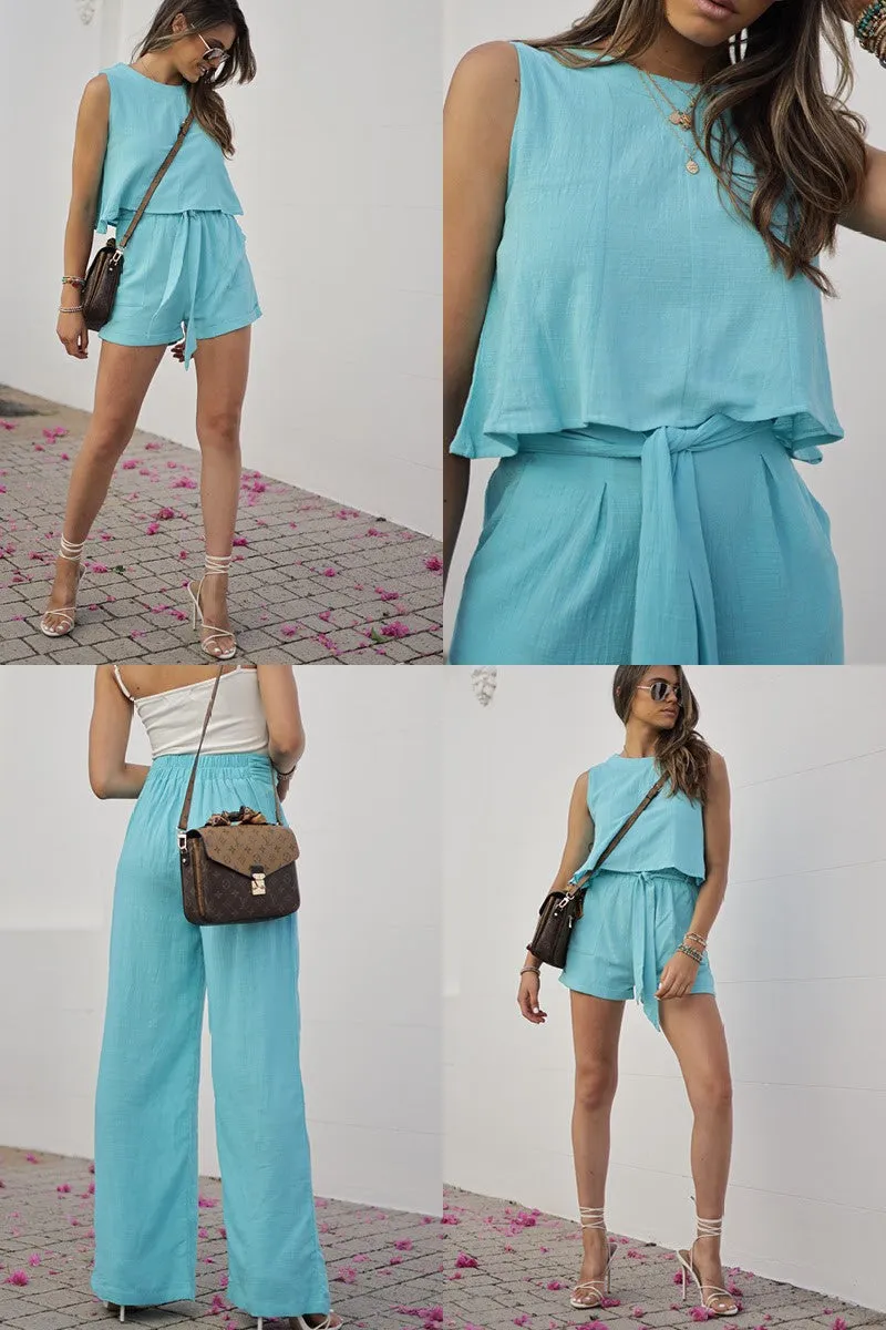 Shorts with elastic tie waste
