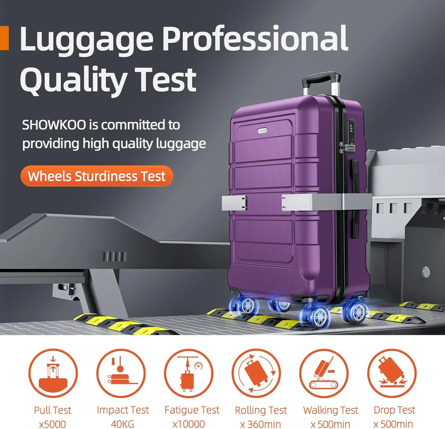 SHOWKOO Luggage Sets Expandable PC ABS Durable Suitcase Sets Double Wheels TSA Lock 4 Piece Luggage Set Purple