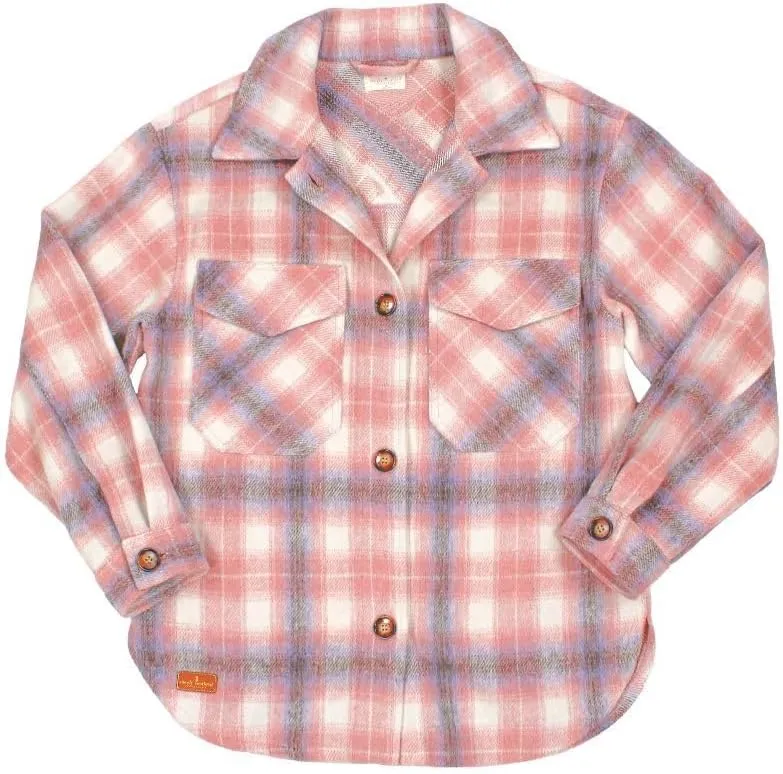 Simply Southern Women's Plaid Shacket Jacket - Long Sleeves - Button-Front