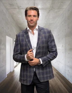 Single Jacket, Sports Coat. 100% Wool & Cashmere Italian Fabric. Super 180\'S| TROPEZ| Navy