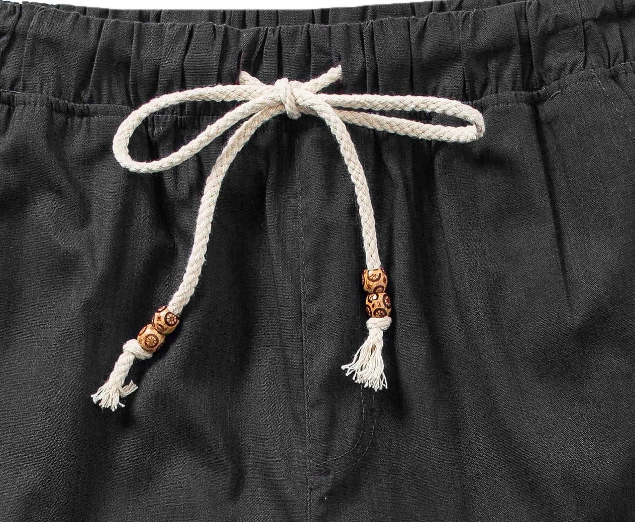 SIR7 Men's Linen Casual Lightweight Drawstrintg Elastic Waist Summer Beach Pants