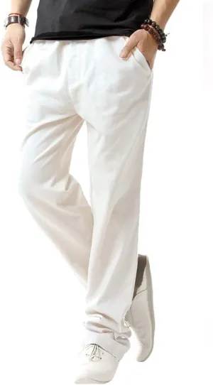 SIR7 Men's Linen Casual Lightweight Drawstrintg Elastic Waist Summer Beach Pants