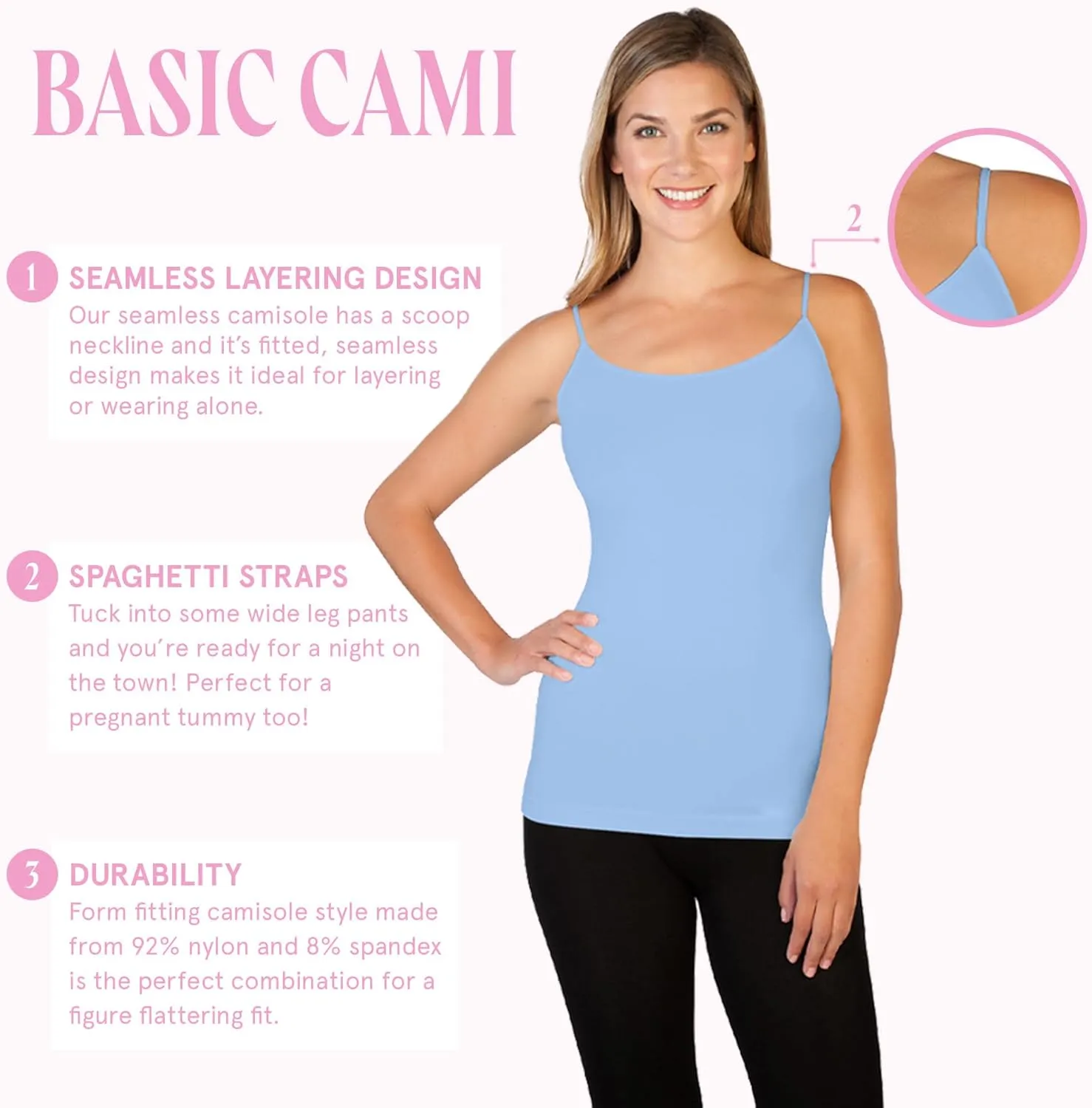 skinnytees Women's Skinny Cami, One Size