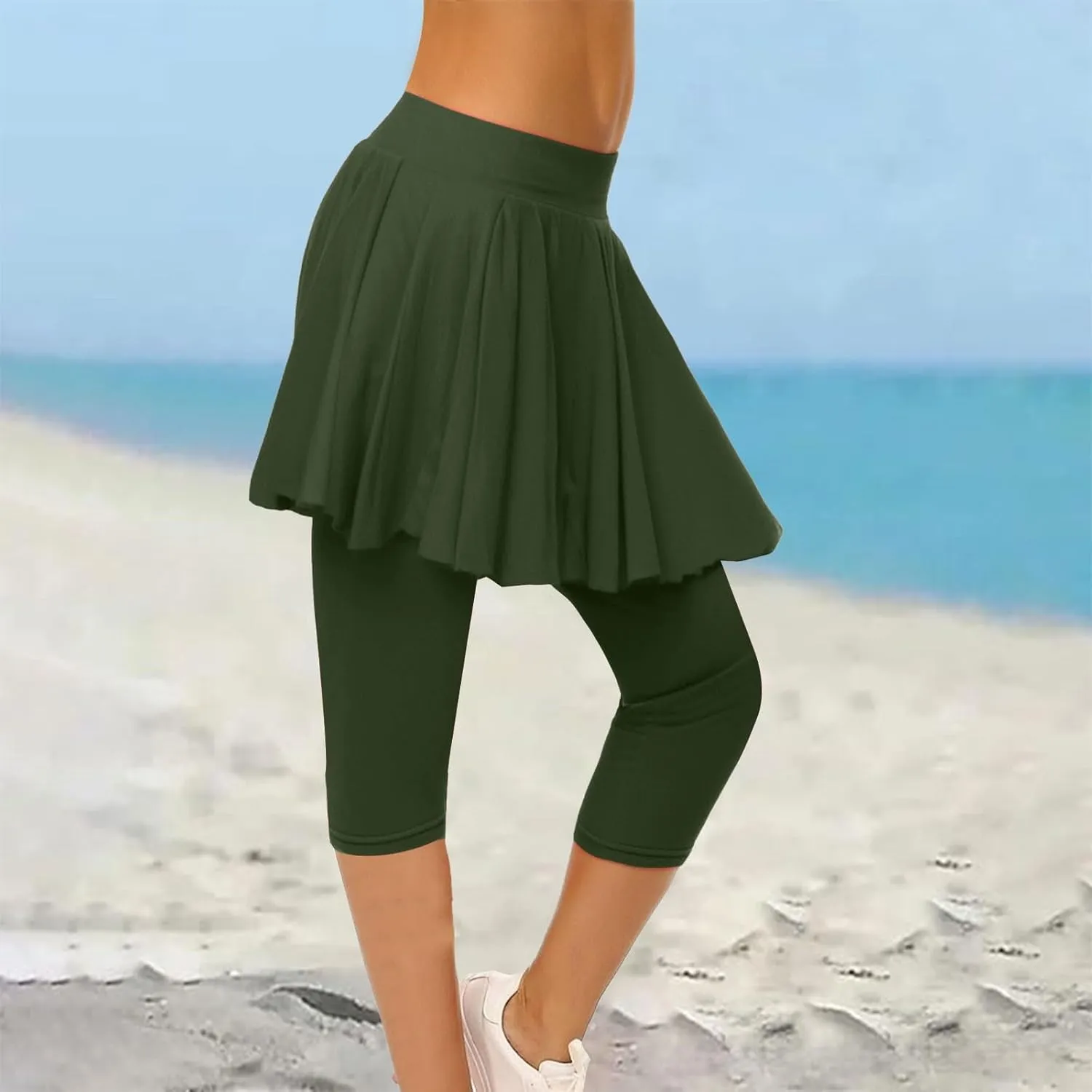 Skirted Leggings for Women 2025 Plus Size Tennis Golf Short Skort Capris Gym Tennis Yoga Athletic Legging with Skirts