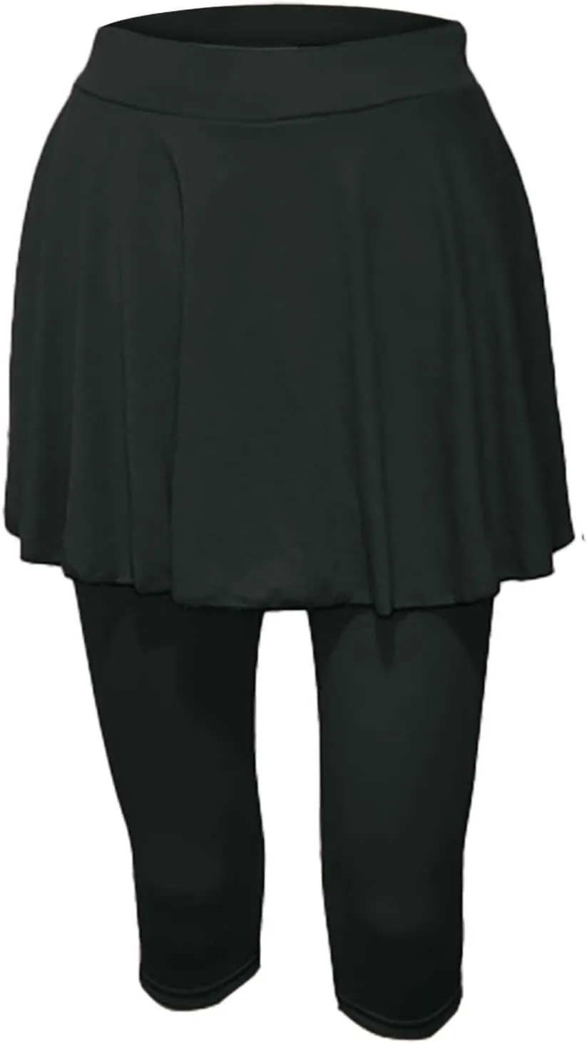 Skirted Leggings for Women 2025 Plus Size Tennis Golf Short Skort Capris Gym Tennis Yoga Athletic Legging with Skirts