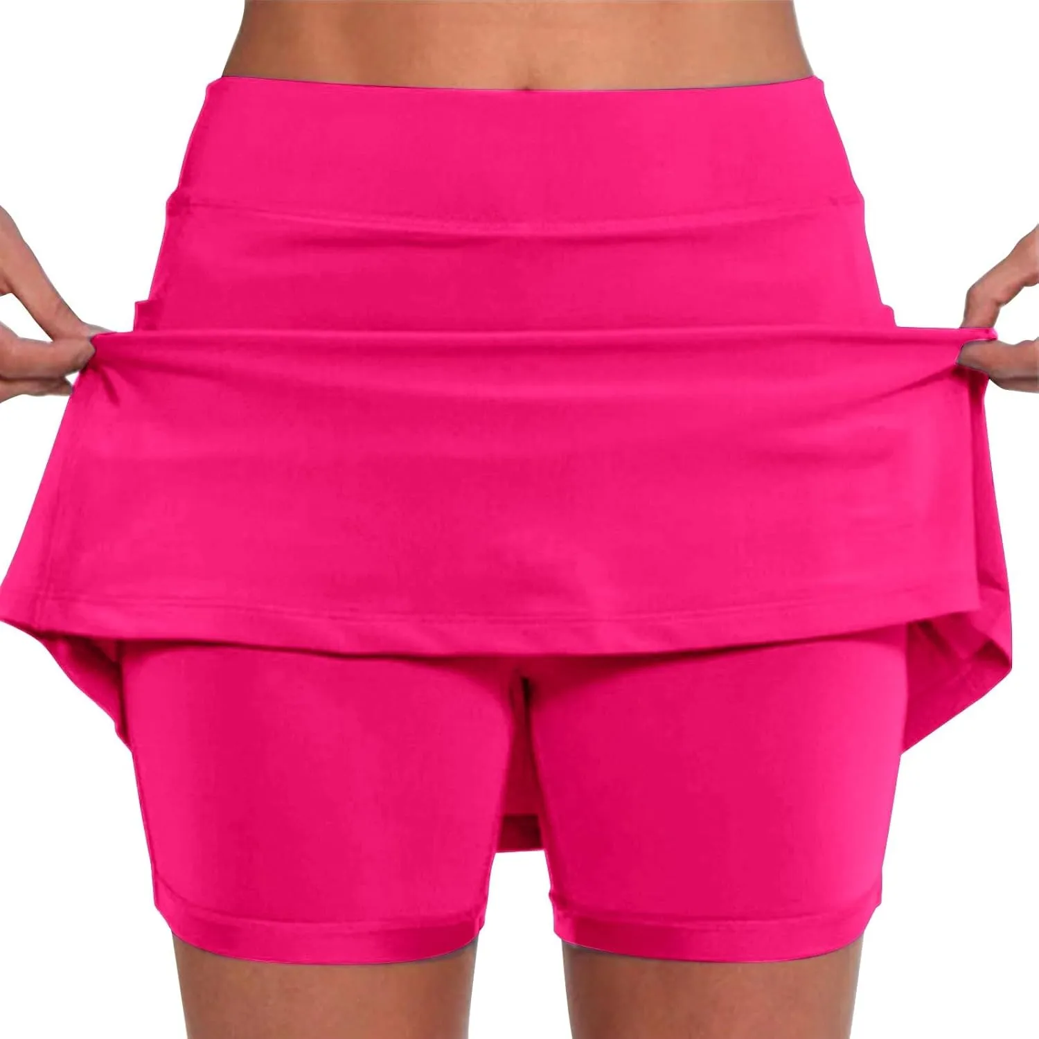 Skirts for Womens with Pockets Lightweight Soft Pants Solid Mid Waist Dress Culottes Short Skinny Pants Summer