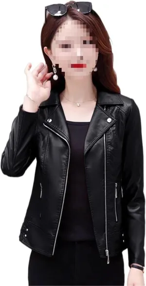 Slim-Fit PU Leather Jacket for Women Spring Fall Blazer Short Jacket Stylish Trendy Outerwear