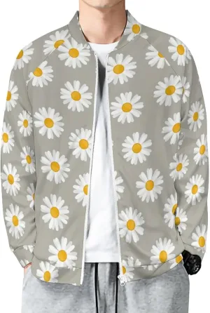 Small Daisy Flower Lightweight Bomber Jacket Men Golf Fashion Coat Track Jackets Casual Windbreaker Shirt