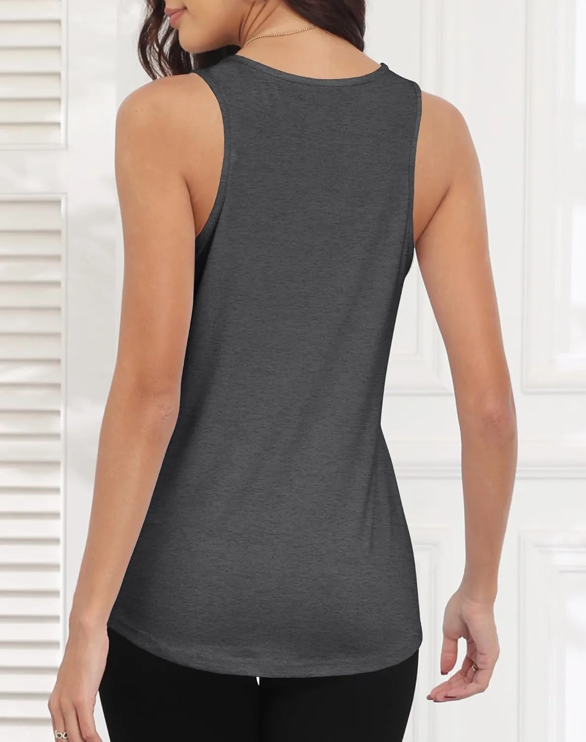 Smile Fish Women Scoop Neck Flowy Loose Fit Tank Top Sleeveless Summer Tops Shirts