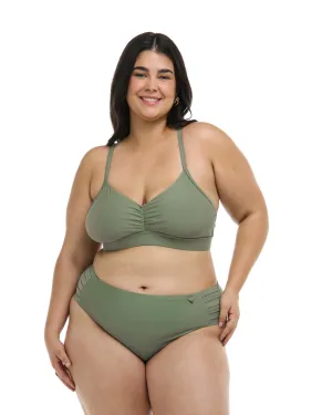 Smoothies Drew Plus Size Fixed Triangle Bikini Top - Cactus