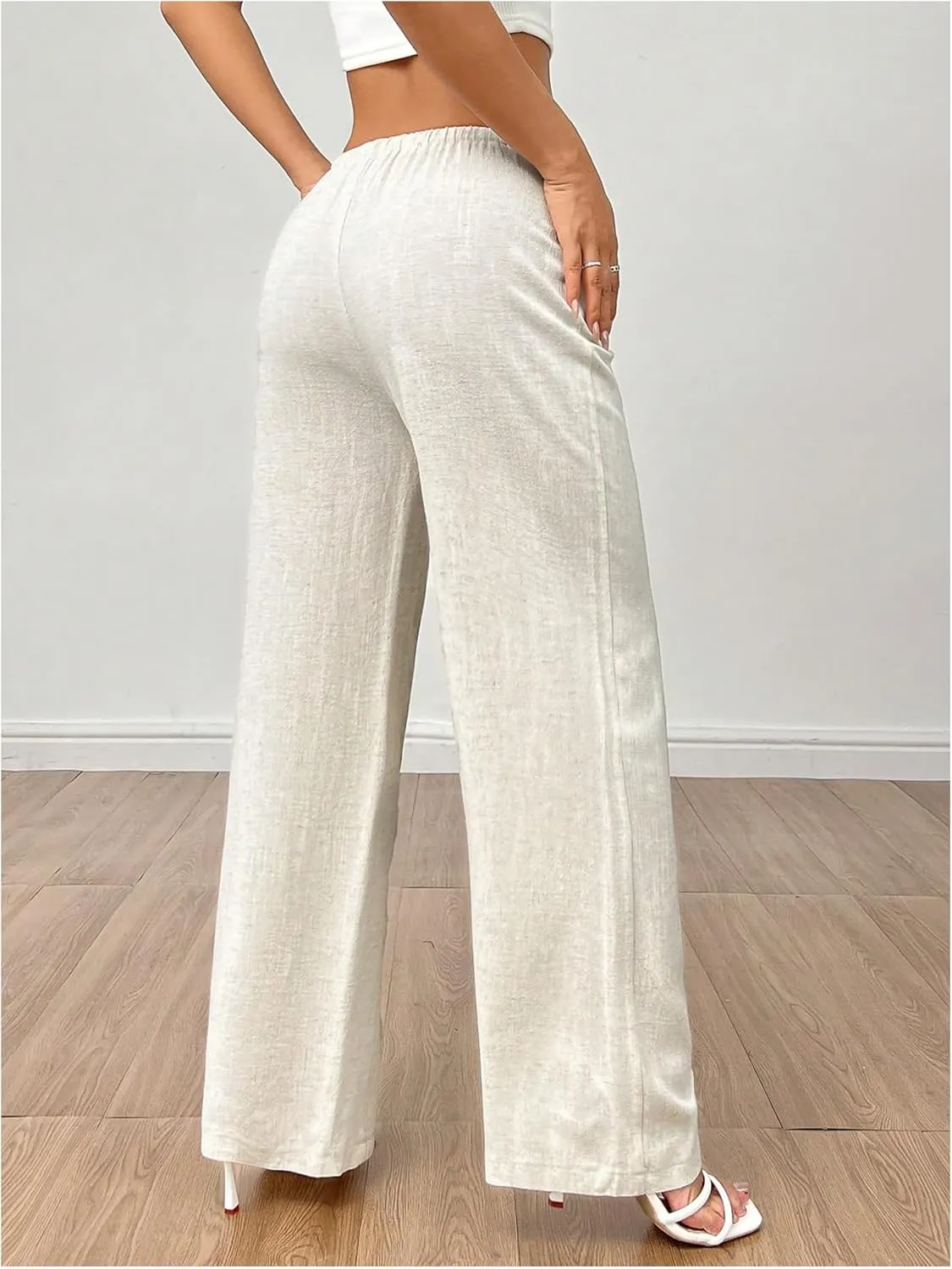 SOLY HUX Women's Casual Drawstring Elastic Waist Pants Wide Leg Long Pants