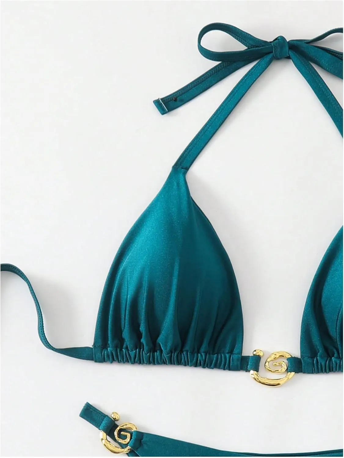 SOLY HUX Women's Plus Size Swimsuit Halter Triangle Tie Back Bikini Set Two Piece Bathing Suit