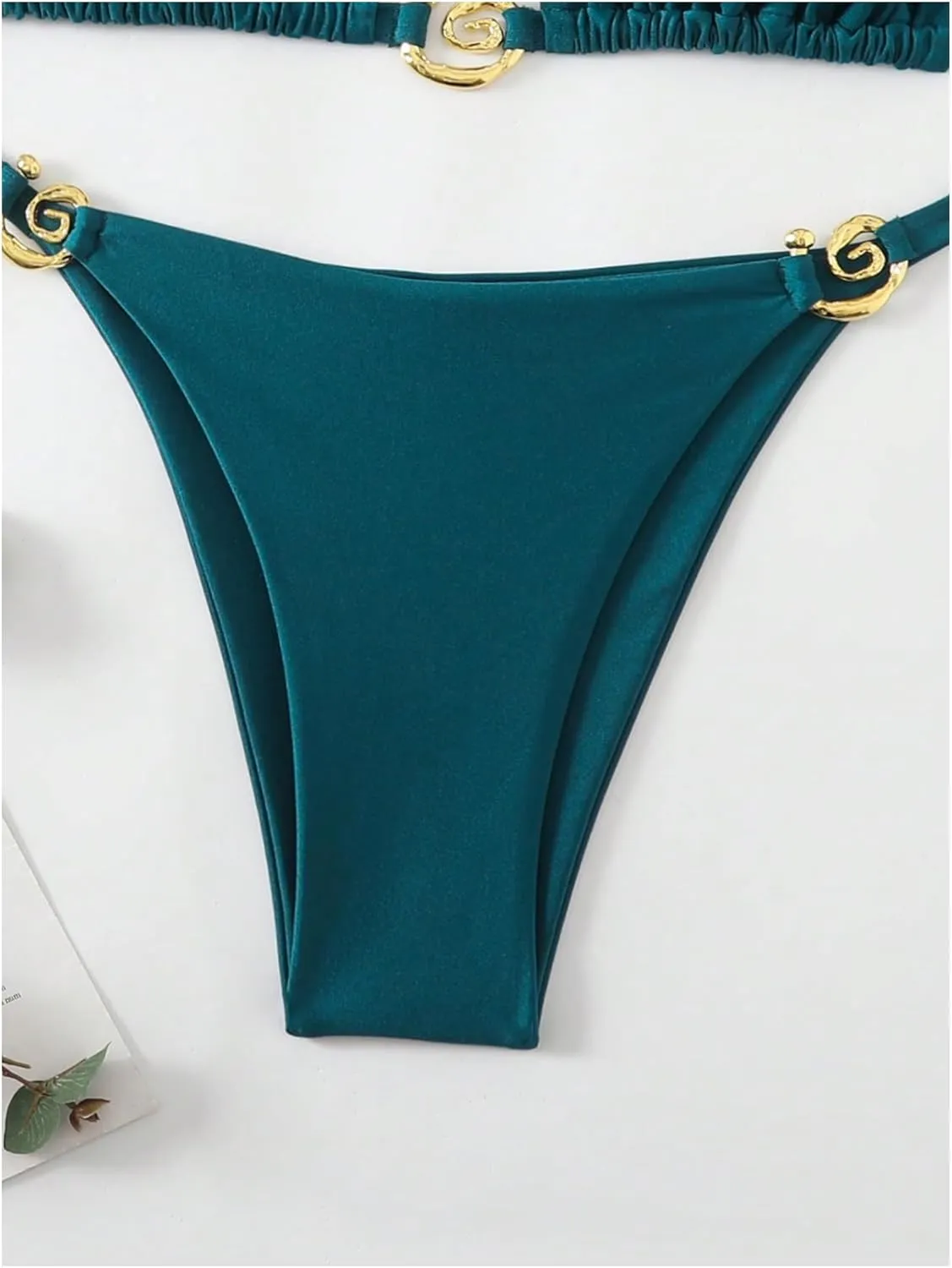 SOLY HUX Women's Plus Size Swimsuit Halter Triangle Tie Back Bikini Set Two Piece Bathing Suit