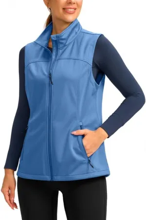 Soothfeel Women's Vest with Zipper Pocekts Lightweight Softshell Sleeveless Jacket Hiking Travel Golf Running Vest for Women