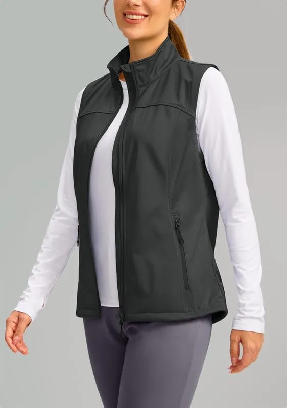 Soothfeel Women's Vest with Zipper Pocekts Lightweight Softshell Sleeveless Jacket Hiking Travel Golf Running Vest for Women