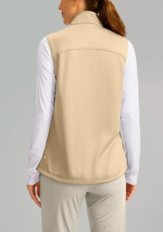 Soothfeel Women's Vest with Zipper Pocekts Lightweight Softshell Sleeveless Jacket Hiking Travel Golf Running Vest for Women