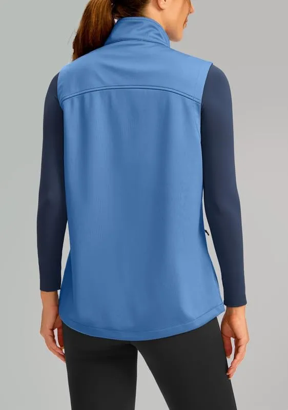 Soothfeel Women's Vest with Zipper Pocekts Lightweight Softshell Sleeveless Jacket Hiking Travel Golf Running Vest for Women