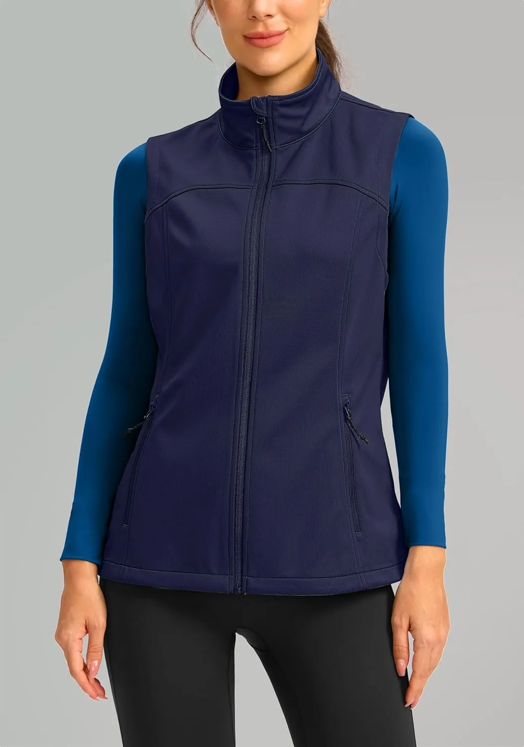 Soothfeel Women's Vest with Zipper Pocekts Lightweight Softshell Sleeveless Jacket Hiking Travel Golf Running Vest for Women