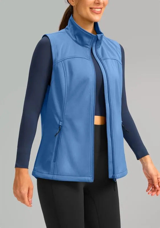 Soothfeel Women's Vest with Zipper Pocekts Lightweight Softshell Sleeveless Jacket Hiking Travel Golf Running Vest for Women