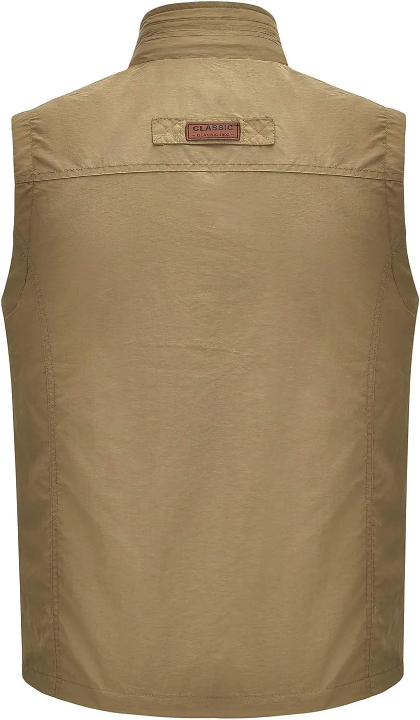 Spanye Men Lightweight Vest Outdoor Leisure Vest with Pockets Windproof Jacket For Sport Golf Work