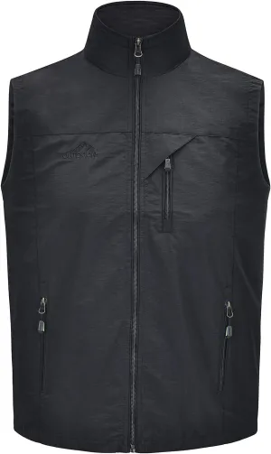 Spanye Men Lightweight Vest Outdoor Leisure Vest with Pockets Windproof Jacket For Sport Golf Work