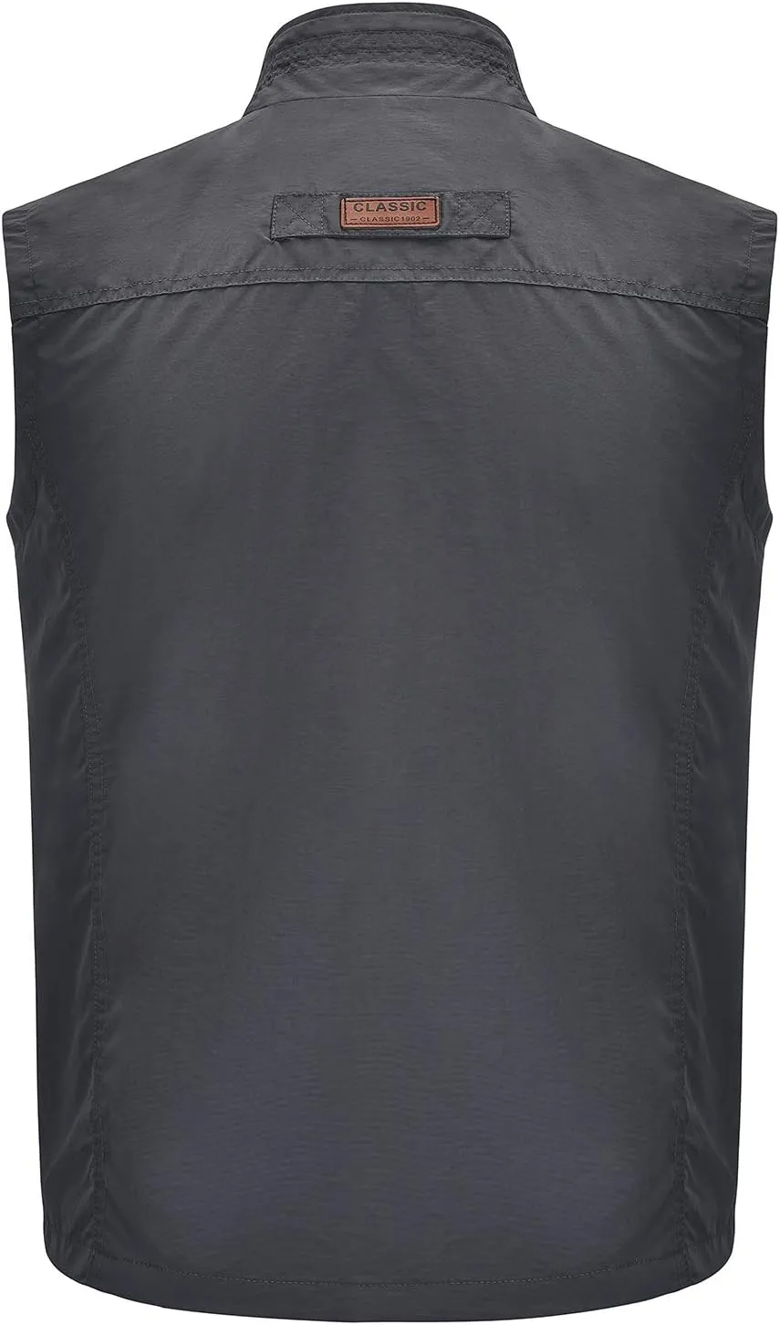 Spanye Men Lightweight Vest Outdoor Leisure Vest with Pockets Windproof Jacket For Sport Golf Work