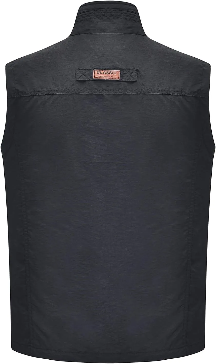 Spanye Men Lightweight Vest Outdoor Leisure Vest with Pockets Windproof Jacket For Sport Golf Work