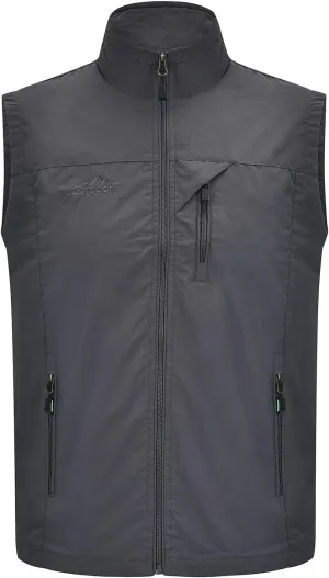 Spanye Men Lightweight Vest Outdoor Leisure Vest with Pockets Windproof Jacket For Sport Golf Work
