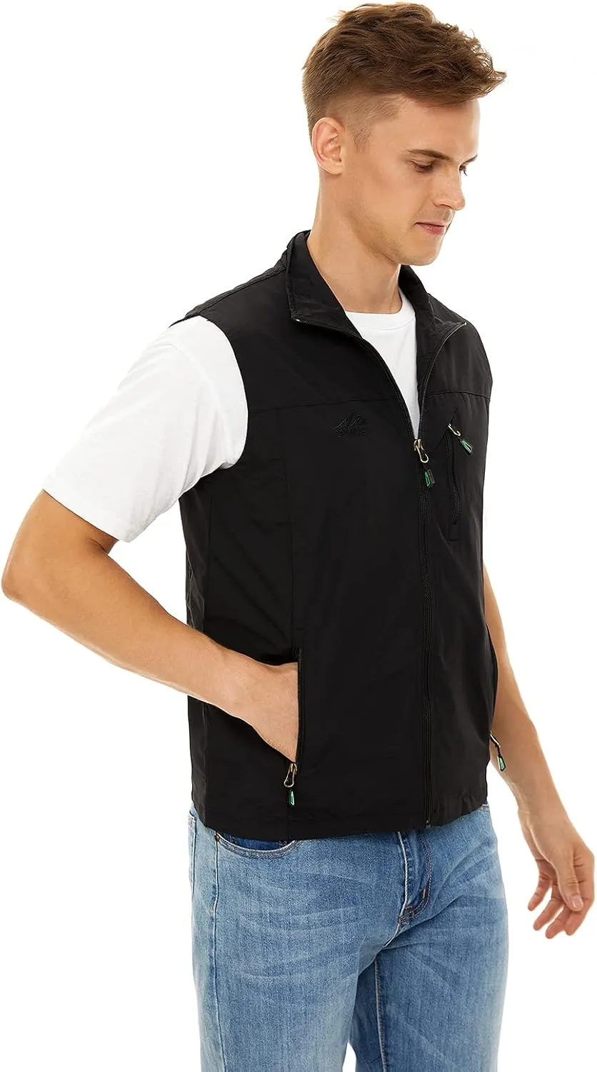 Spanye Men Lightweight Vest Outdoor Leisure Vest with Pockets Windproof Jacket For Sport Golf Work