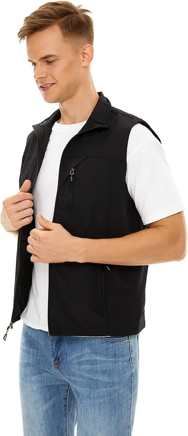 Spanye Men Lightweight Vest Outdoor Leisure Vest with Pockets Windproof Jacket For Sport Golf Work