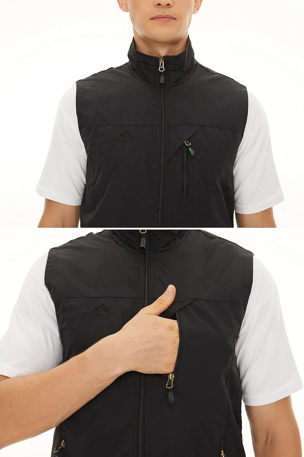 Spanye Men Lightweight Vest Outdoor Leisure Vest with Pockets Windproof Jacket For Sport Golf Work