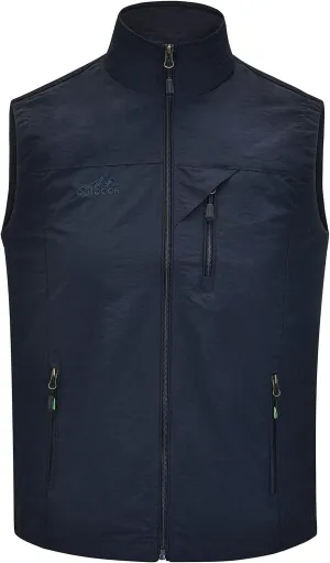 Spanye Men Lightweight Vest Outdoor Leisure Vest with Pockets Windproof Jacket For Sport Golf Work