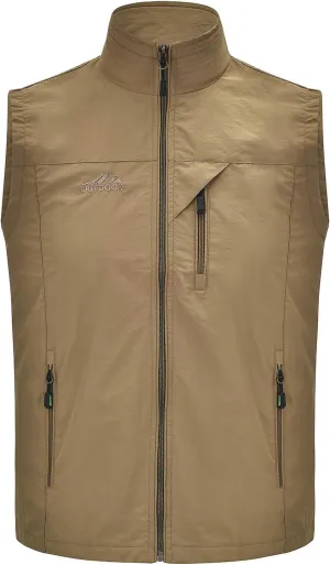 Spanye Men Lightweight Vest Outdoor Leisure Vest with Pockets Windproof Jacket For Sport Golf Work