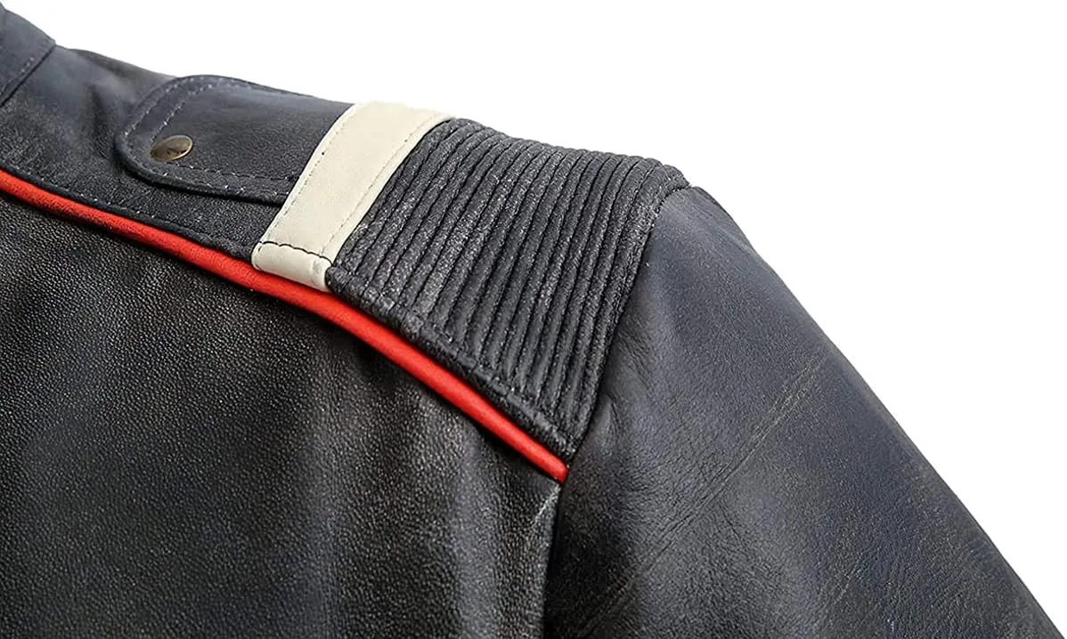 SpazeUp Mens Brown Distressed Leather Jacket | Vintage Motorcycle Leather Jackets for Men