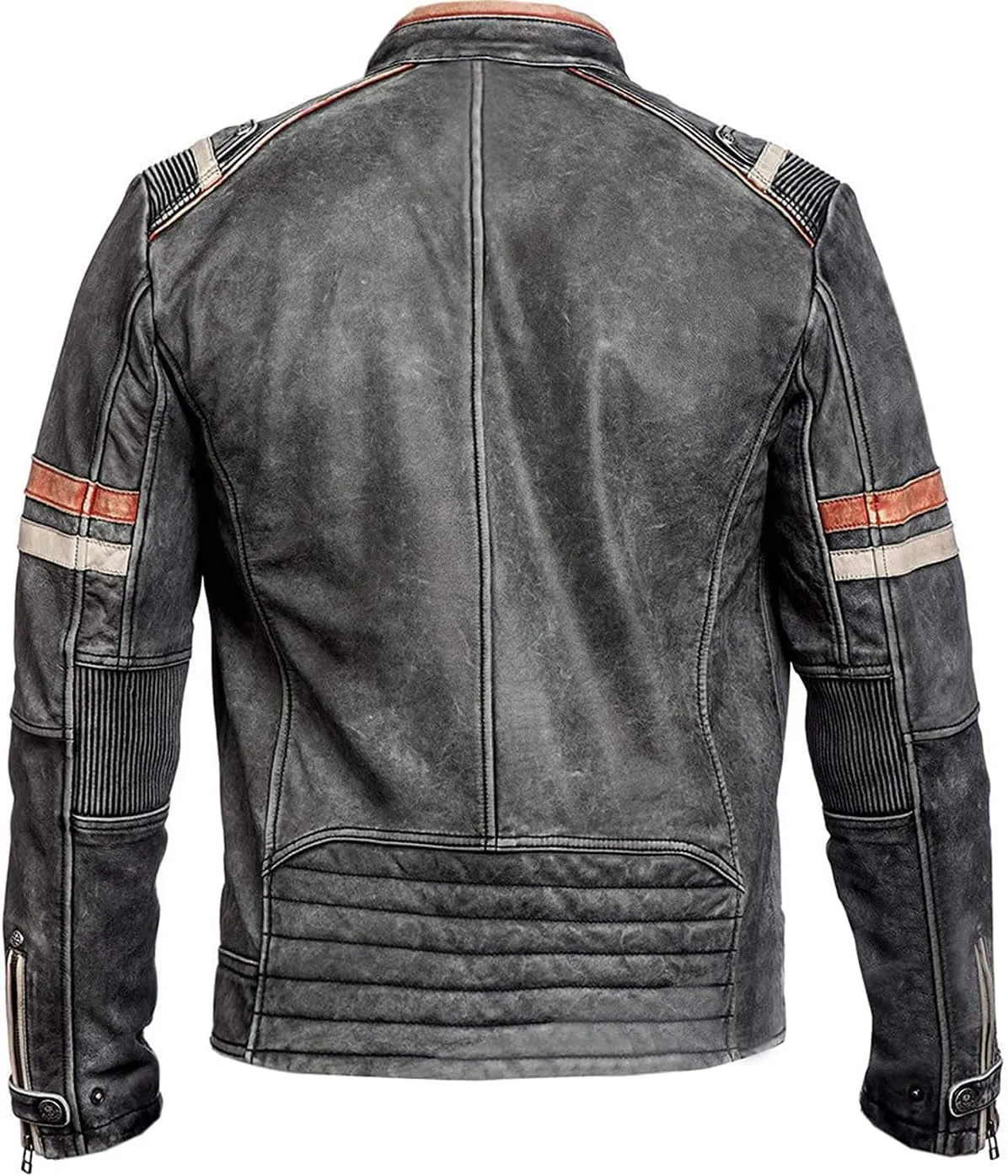 SpazeUp Mens Brown Distressed Leather Jacket | Vintage Motorcycle Leather Jackets for Men