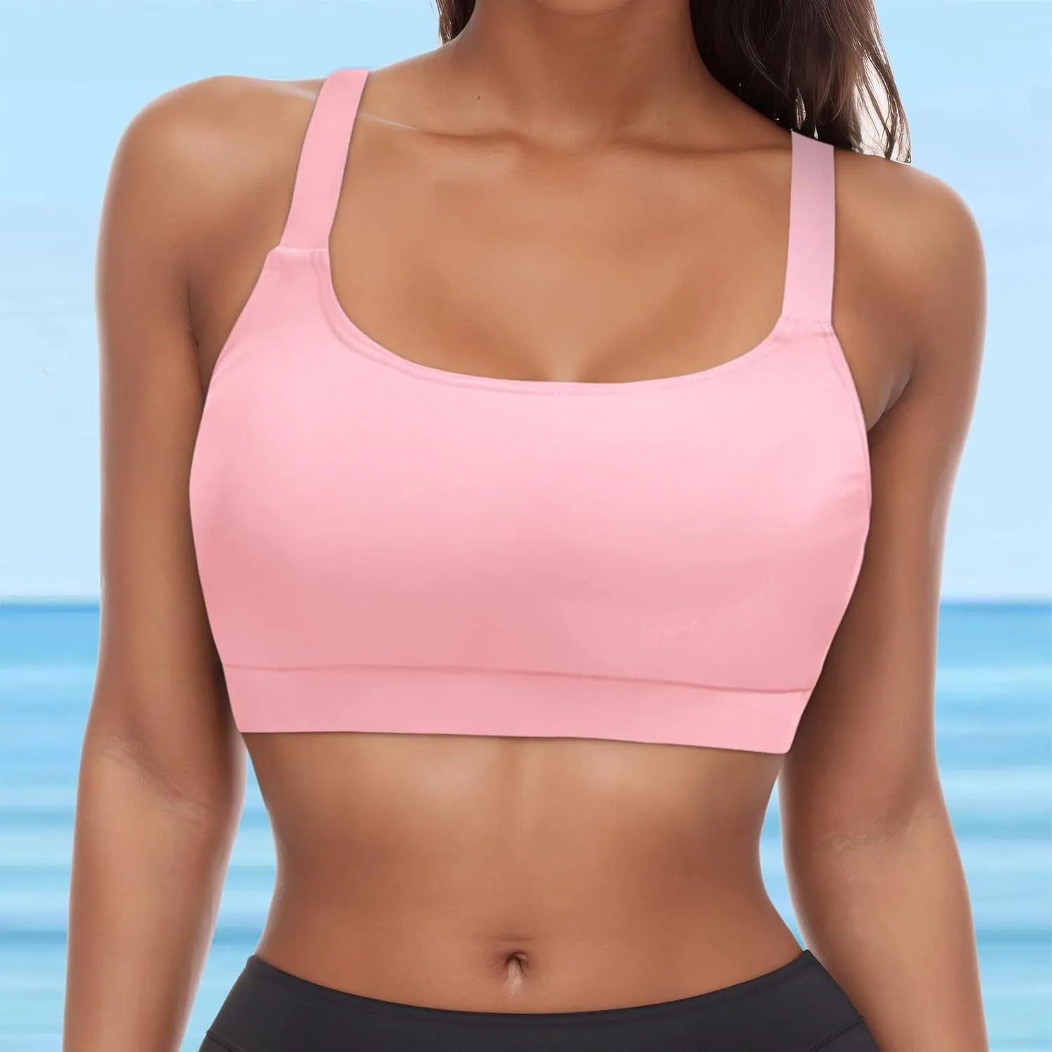 Sports Bras for Women Full Coverage Bikini Tops Bathing Suits Padded Swim Crop Tops No Bottoms Swimwear Tankini Top