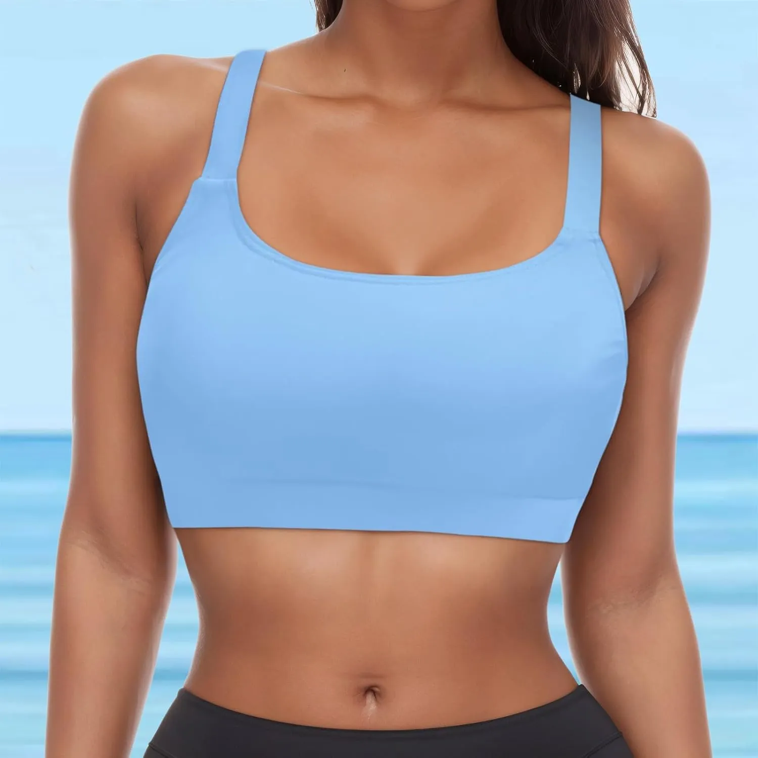 Sports Bras for Women Full Coverage Bikini Tops Bathing Suits Padded Swim Crop Tops No Bottoms Swimwear Tankini Top