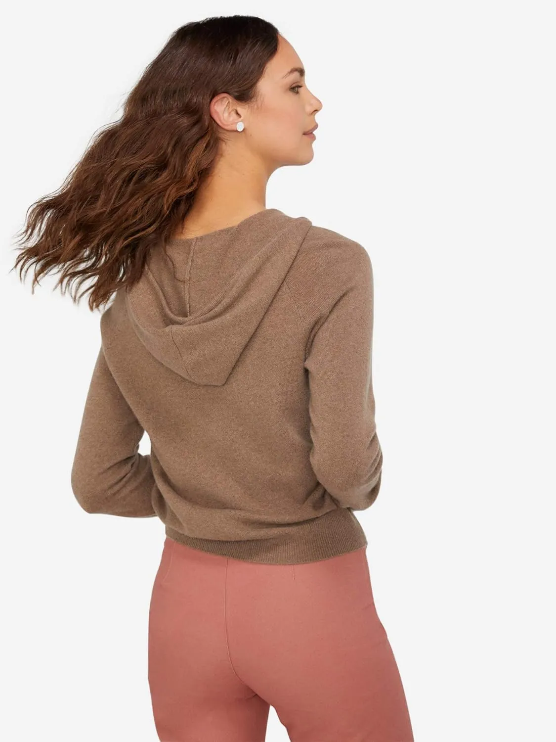 State Cashmere 2-Way Zip Up Hoodie with Pockets and Zipper 100% Pure Cashmere Long Sleeve Sweater for Women Cashmere Hoodies