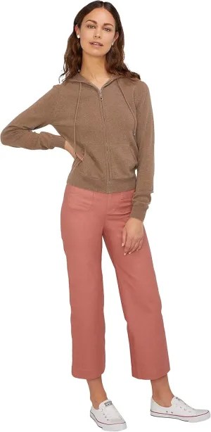 State Cashmere 2-Way Zip Up Hoodie with Pockets and Zipper 100% Pure Cashmere Long Sleeve Sweater for Women Cashmere Hoodies