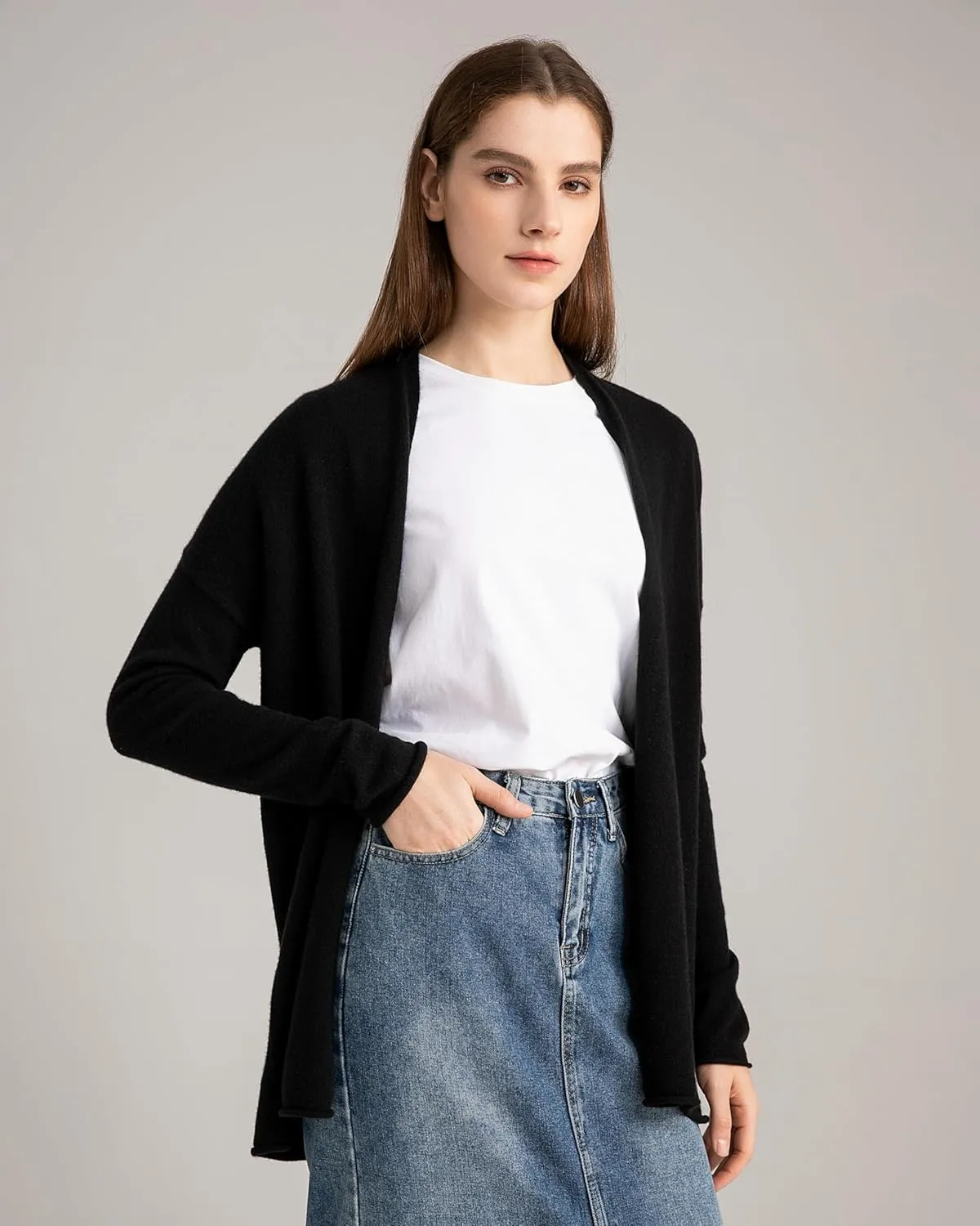 State Cashmere Lightweight Mid-Thigh Cashmere Cardigan 100% Pure Cashmere Sweater Cashmere Wraps for Women