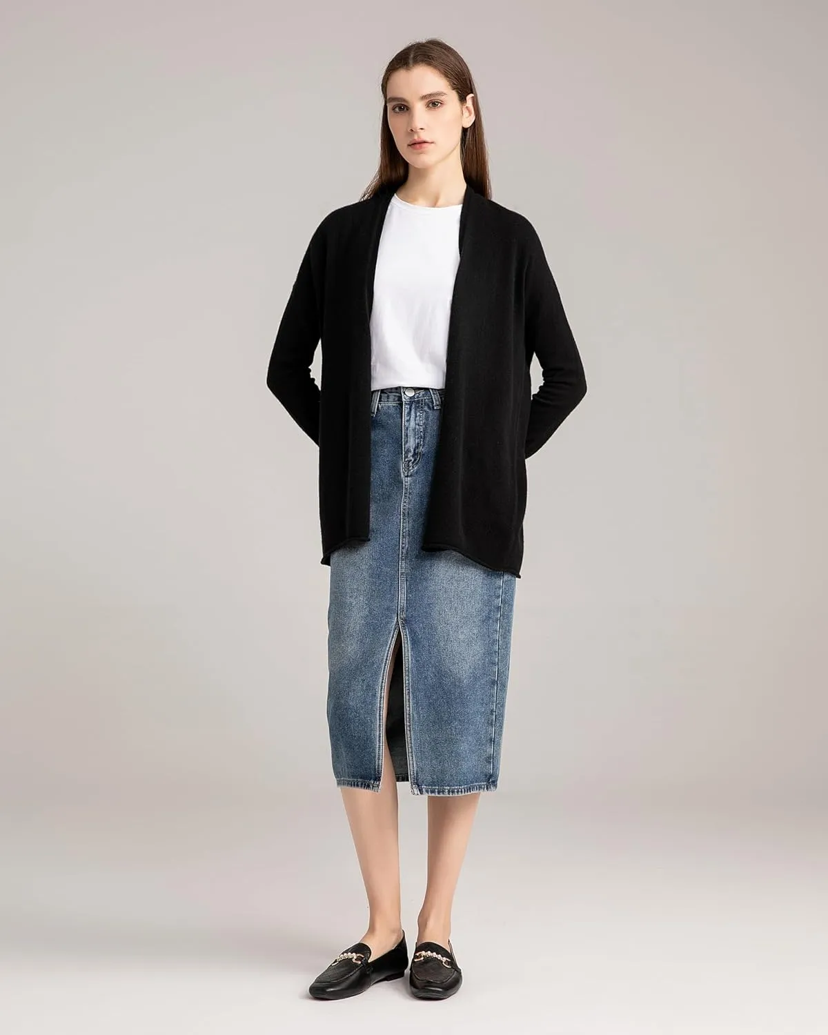 State Cashmere Lightweight Mid-Thigh Cashmere Cardigan 100% Pure Cashmere Sweater Cashmere Wraps for Women