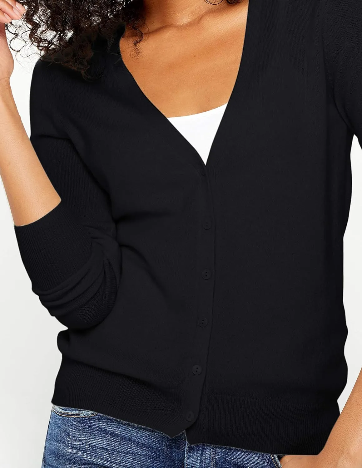 State Cashmere Women's Button Front V-Neck Cardigan 100% Pure Cashmere Long Sleeve Sweater