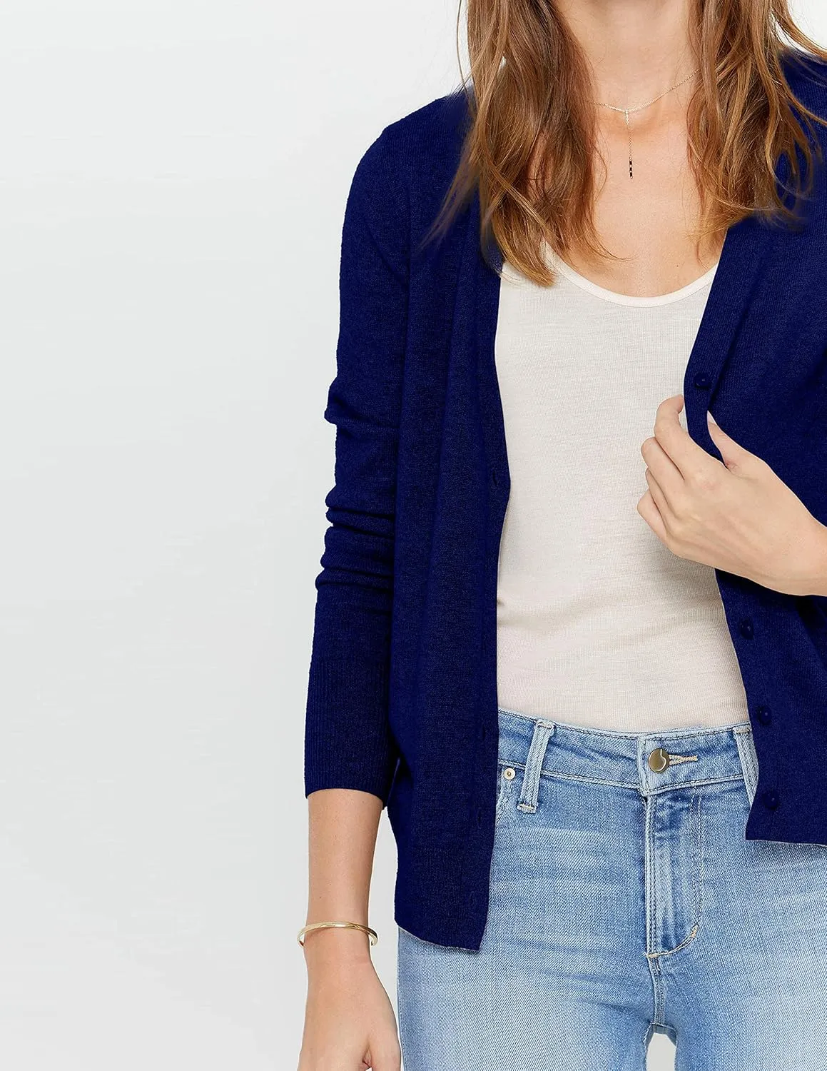 State Cashmere Women's Button Front V-Neck Cardigan 100% Pure Cashmere Long Sleeve Sweater