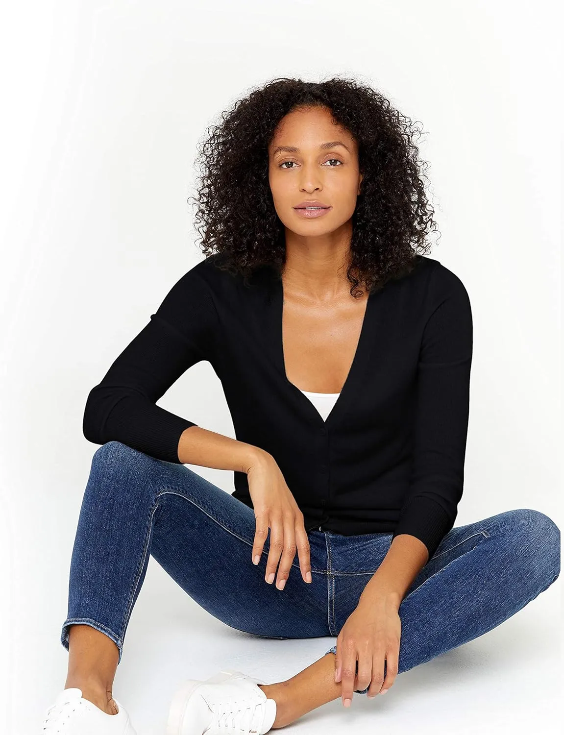 State Cashmere Women's Button Front V-Neck Cardigan 100% Pure Cashmere Long Sleeve Sweater